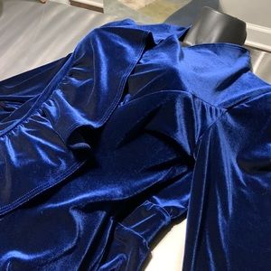 Grace Elements Blue Storm Masquerade Velvet Open Front Jacket Size M